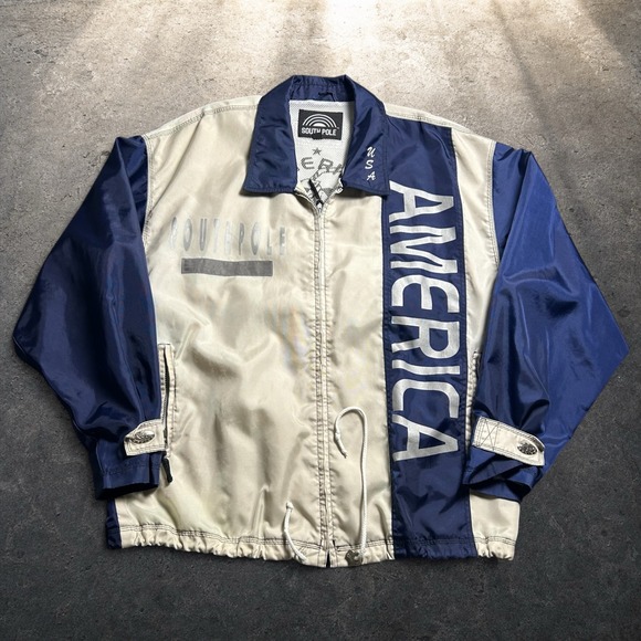 Southpole Other - Vintage Southpole America Windbreaker Jacket Blue Cream Skater Y2K Size Large XL